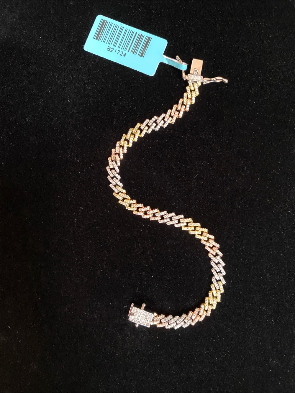 Sterling Silver Tri Color Moissanite  Bracelet